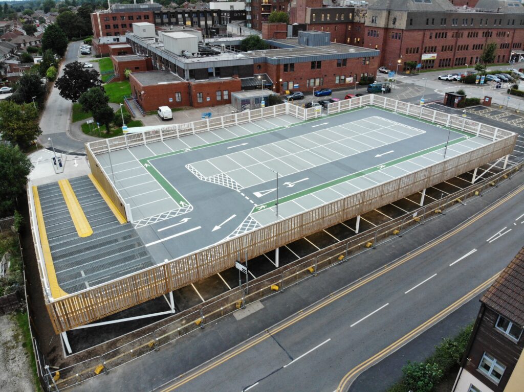 drone view scunthorpe hospital carpark