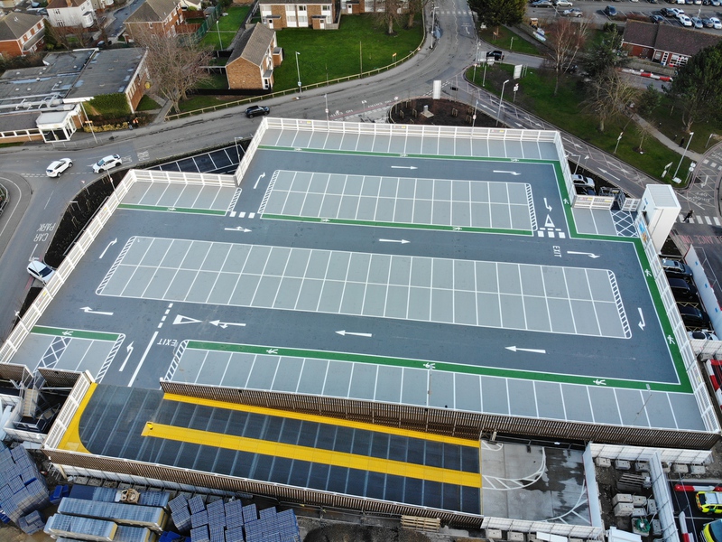 Aerial View of Grimsby hospital car park
