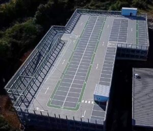 Birds eye view of car park top deck, MKUH carpark F